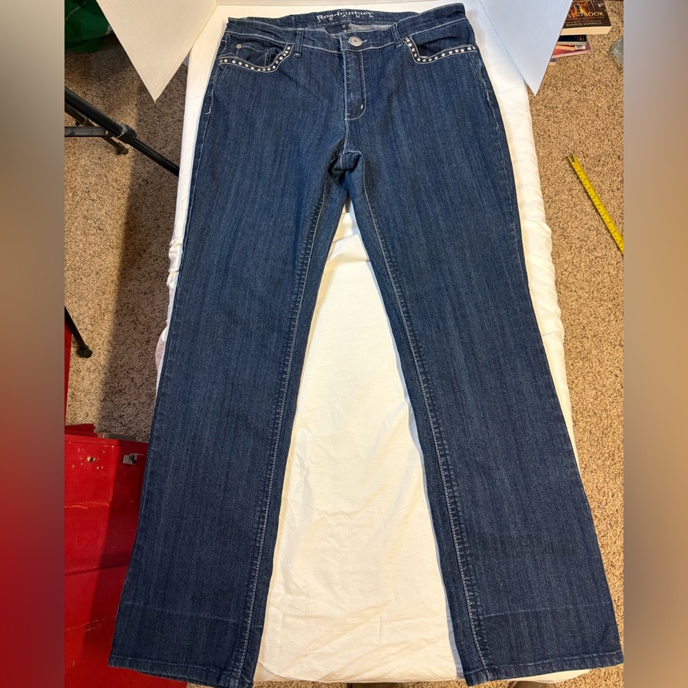 Road Runner Dark Blue Straight Leg Jeans with Studded Details